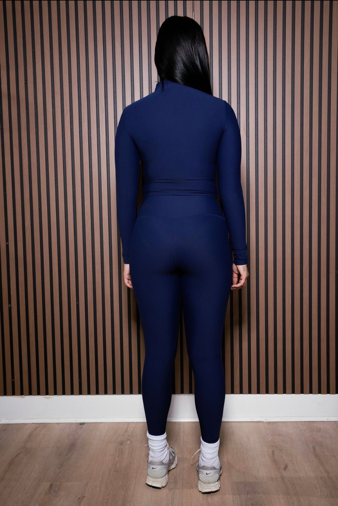 Ribbed Zip Set- Navy